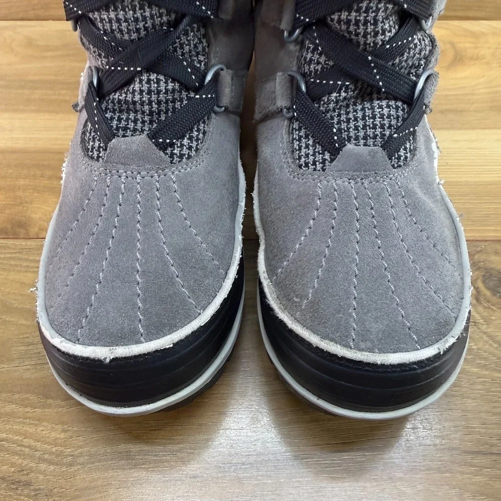 Sorel Tivolli Tall Boots Womens 9 Gray Houndstooth Waterproof Faux Fur Tall